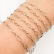 738TWOX. Oxidized Sterling Silver Hammered Oval and Smooth Round Links Chain